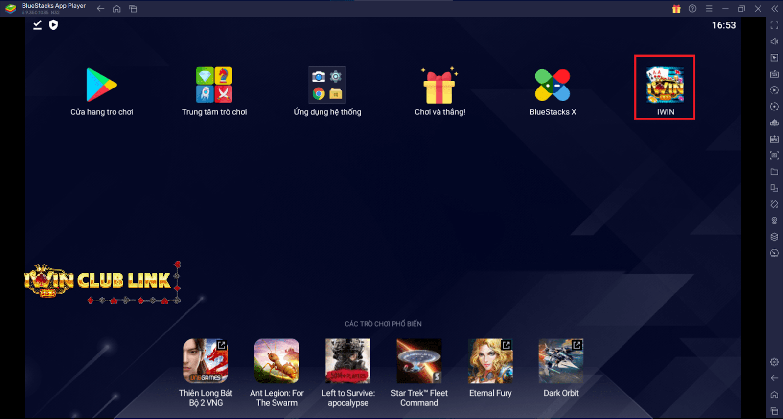 Tải vài cài đặt app IWIN bằng BlueStacks